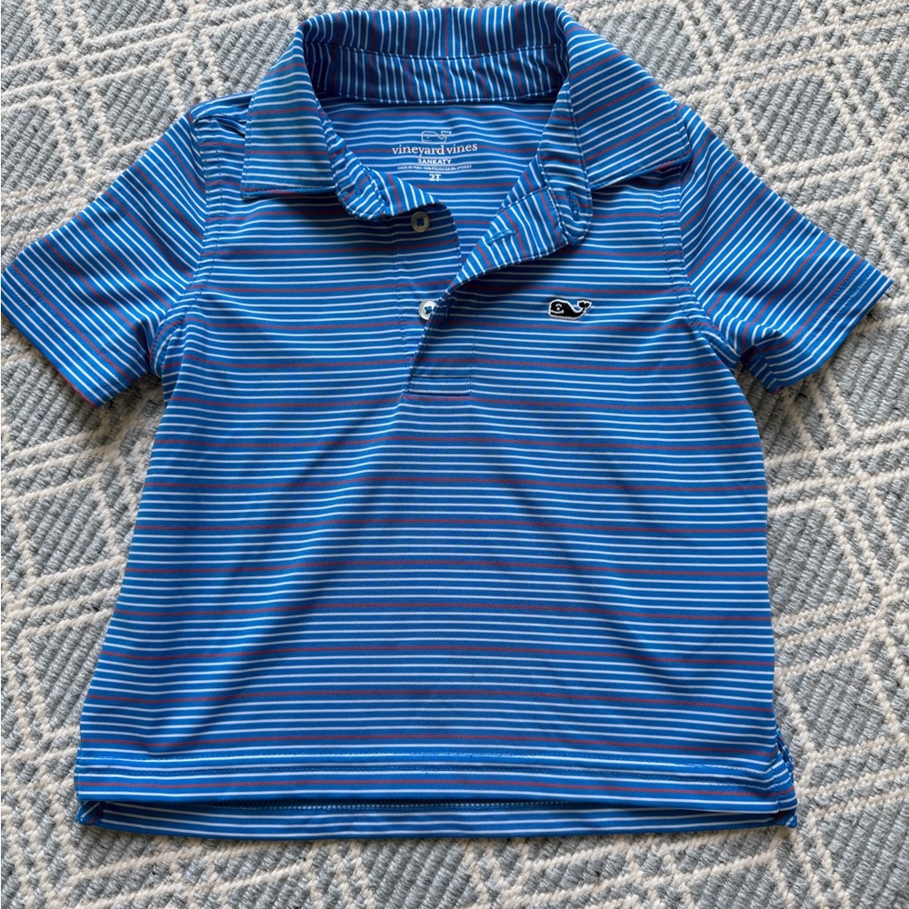 Vineyard Vines EUC Kids Polo in Blue Stripes - 2T